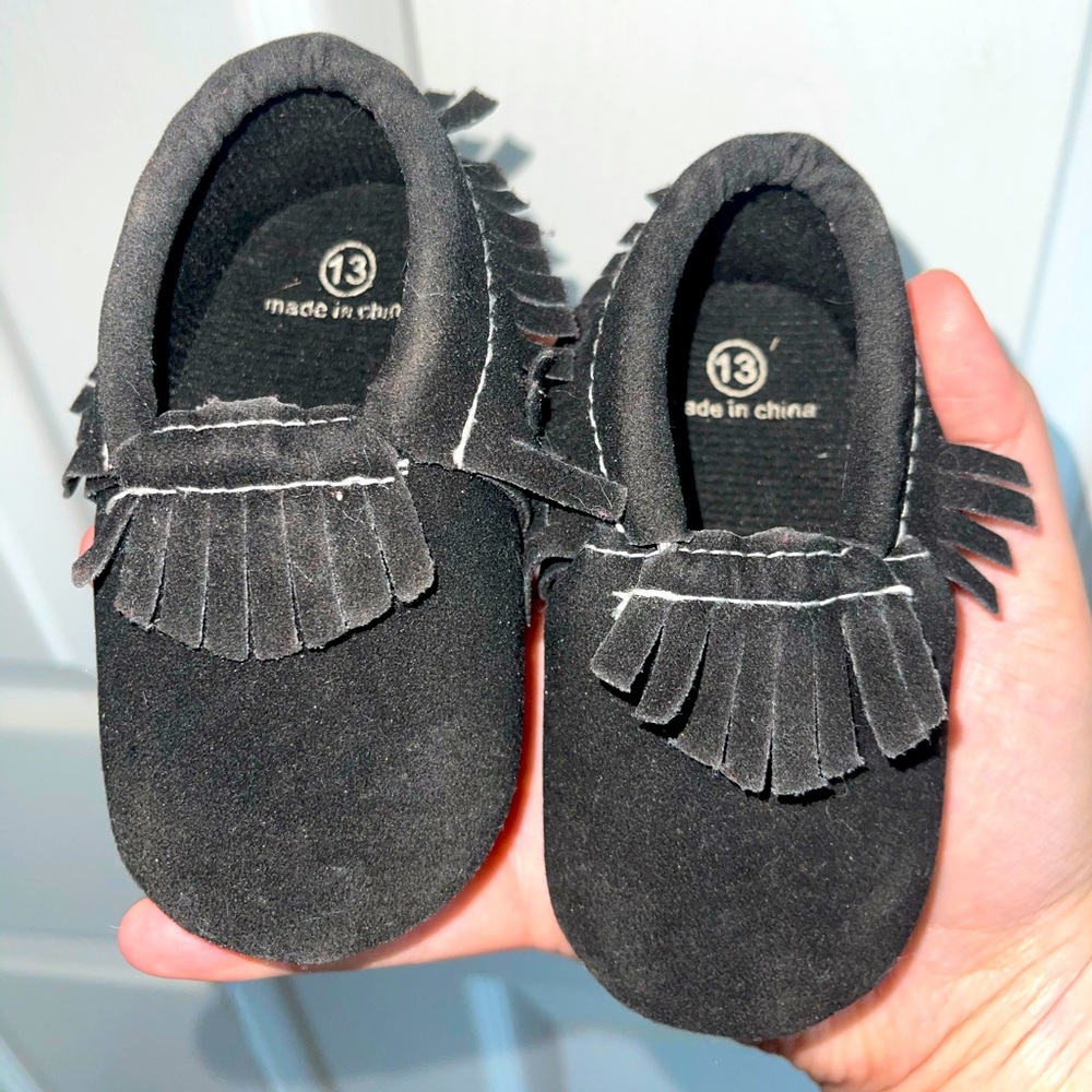 Black baby moccasins